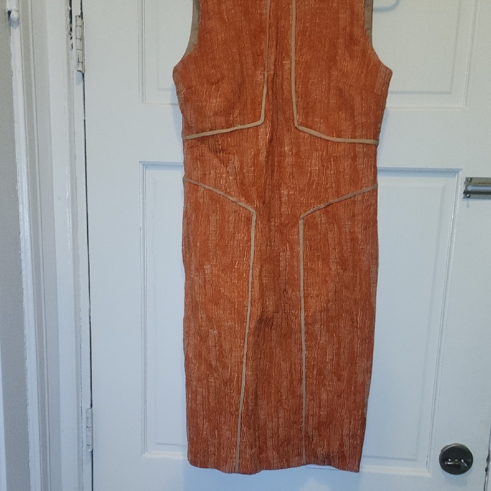 Womens Anne Klein Elegant Orange Sleeveless Dress